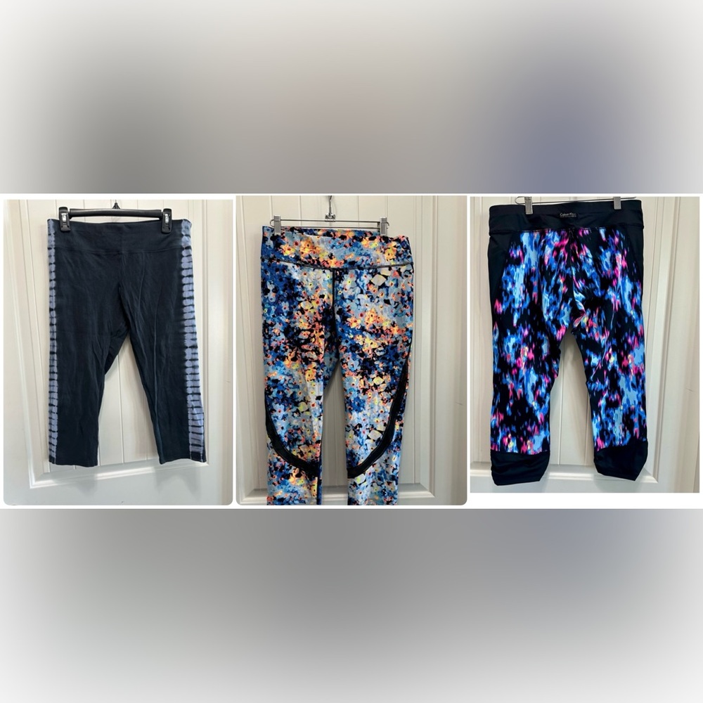 Set of 3 Calvin Klein Performance Leggings - Black and Vibrant Print